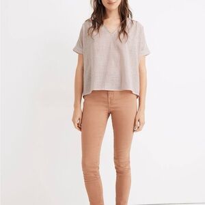 Madewell Drapey Striped Button back V neck